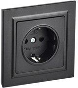 IEK Brite чёрный розетка с заземлением и шторками, 16А в сборе BR-R14-16-K02-F