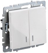 IEK Brite Base белый выключатель 2- клавишный с индикацией 10А BR-V20-1-10-K01