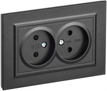 IEK Brite чёрный розетка 2-я без заземления, со шторками, 10А в сборе BR-R23-10-K02-F
