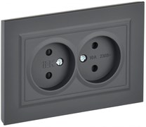 IEK Brite графит розетка 2-я без заземления, со шторками, 10А в сборе BR-R23-10-K53-F