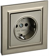IEK Brite шампань розетка с заземлением, с защ.шторк. 16А в сборе BR-R14-16-K37-F