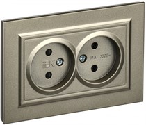 IEK Brite шампань розетка 2-я без заземления, со шторками, 10А в сборе BR-R23-10-K37-F
