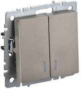IEK Brite Base шампань выключатель 2-клавишный с индикацией  10А BR-V20-1-10-K37