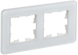 IEK Brite Decor белый матовый стекло скруглённые углы рамка 2 места BR-M22-G-41-K01