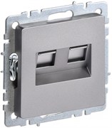 IEK Brite Base сталь розетка компьютерная двойная RJ45 кат.5E BR-K20-1-K46