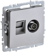 IEK Brite Base алюминий розетка двойная TV+RJ45 кат.5E BR-AK20-1-K47