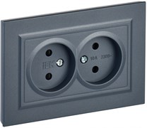 IEK Brite маренго розетка 2-я без заземления, со шторками, 10А в сборе BR-R23-10-K35-F