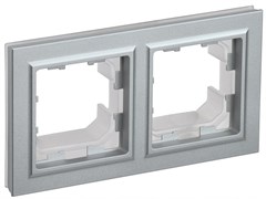IEK Brite Base алюминий рамка 2 места  IP44 BR-M22-44-K47