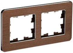 IEK Brite Decor коричневый металлскруглённые углы рамка 2-местная BR-M22-M-21-K30