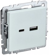 IEK Brite Base жемчуг розетка USB A+C 18Вт BR-U22-018-K36