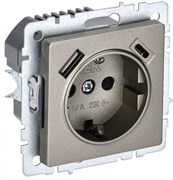 IEK Brite Base шампань розетка с заземлением и шторками, 16А с USB A+C 18Вт BR-R14-16-U22-018-K37
