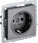 IEK Brite Base сталь розетка 1-м с заземлением, с защитными шторками 16А BR-R14-16-K46