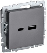 IEK Brite Base сталь розетка USB A+C 18Вт BR-U22-018-K46