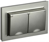 IEK Brite шампань розетка 2-местная с заземлением, с защитными шторками и крышкой 16А в сборе IP44 BR-R26-16-44-K37-F