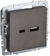IEK Brite Base тёмная бронза розетка USB A+C 18Вт BR-U22-018-K45