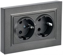 IEK Brite тёмная бронза розетка 2-места с заземлением, с защитными шторками 16А в сборе BR-R24-16-K45-F