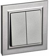 IEK Brite сталь выключатель 2- клавишный. 10А в сборе BR-V20-0-10-K46-F