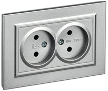 IEK Brite алюминий розетка 2-я без заземления, шторок, 10А в сборе BR-R20-10-K47-F