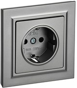 IEK Brite сталь розетка с заземлением и шторками, 16А в сборе BR-R14-16-K46-F