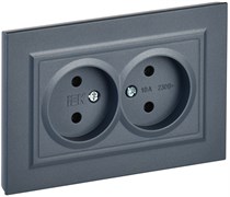 IEK Brite маренго розетка 2-я без заземления, шторок, 10А в сборе BR-R20-10-K35-F