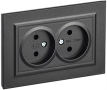 IEK Brite чёрный розетка 2-я без заземления, шторок, 10А в сборе BR-R20-10-K02-F