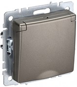 IEK Brite Base шампань розетка 1-м с заземлением, с защитными шторками и крышкой 16А IP44 BR-R16-16-44-K37