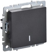 IEK Brite Base чёрный выключатель 1-клавишный, проходной с индикацией 10А BR-V12-1-10-K02