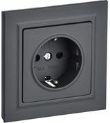 IEK Brite графит розетка с заземлением и шторками, 16А в сборе BR-R14-16-K53-F