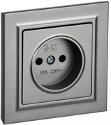 IEK Brite сталь розетка без заземления, шторок, 10А в сборе BR-R10-10-K46-F