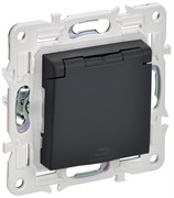 IEK SKANDY Графит Розетка с/з с защитными шторками и крышкой 16А IP44 SK-R11G SK-R16-16-44-K53