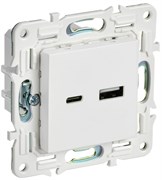 IEK SKANDY Арктический белый Розетка USB A+C 18Вт SK-R13W SK-U22-018-K01