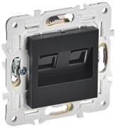 IEK SKANDY Черный Розетка компьютерная двойная RJ45 кат.5E SK-K03Bl SK-K20-1-K02