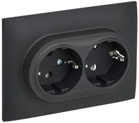 IEK SKANDY Графит Розетка 2-ая с/з без защитных шторок 16А в сборе SK-R08G SK-R21-16-K53-F