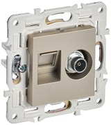 IEK SKANDY Шампань Розетка двойная TV+RJ45 кат.5E SK-A14Sh SK-AK20-1-K37