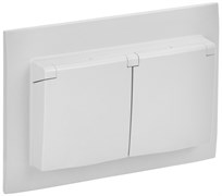 IEK SKANDY Арктический белый Розетка 2-ая с/з с крышкой 16А в сборе IP44 SK-R12W SK-R26-16-44-K01-F