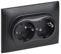 IEK SKANDY Черный Розетка 2-ая с/з без защитных шторок 16А в сборе SK-R08Bl SK-R21-16-K02-F