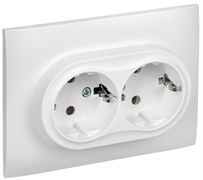 IEK SKANDY Арктический белый Розетка 2-ая с/з без защитных шторок 16А в сборе SK-R08W SK-R21-16-K01-F