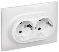 IEK SKANDY Арктический белый Розетка 2-ая с/з с защитными шторками 16А в сборе SK-R07W SK-R24-16-K01-F