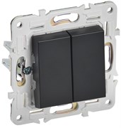 IEK SKANDY Черный Выключатель 2-клавишный проходной 10А SK-V05Bl SK-V22-0-10-K02