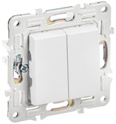 IEK SKANDY Арктический белый Выключатель 2-клавишный проходной 10А SK-V05W SK-V22-0-10-K01