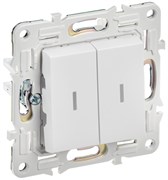 IEK SKANDY Арктический белый Выключатель 2-клавишный с индикацией 10А SK-V09W SK-V20-1-10-K01