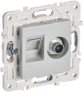 IEK SKANDY Серебряный Розетка двойная TV+RJ45 кат.5E SK-A14S SK-AK20-1-K23