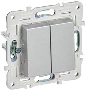 IEK SKANDY Серебряный Выключатель 2-клавишный проходной 10А SK-V05S SK-V22-0-10-K23