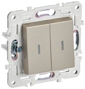 IEK SKANDY Шампань Выключатель 2-клавишный проходной с индикацией 10А SK-V10Sh SK-V22-1-10-K37