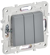 IEK SKANDY Серый Выключатель 3-клавишный 10А SK-V11Gr SK-V30-0-10-K03