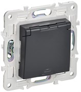 IEK SKANDY Титан Розетка с/з с защитными шторками и крышкой 16А IP44 SK-R11T SK-R16-16-44-K48