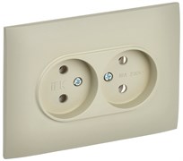 IEK SKANDY Бежевый Розетка 2-ая б/з 10А в сборе SK-R10B SK-R20-10-K10-F