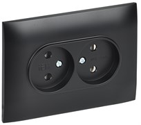 IEK SKANDY Черный Розетка 2-ая б/з 10А в сборе SK-R10Bl SK-R20-10-K02-F