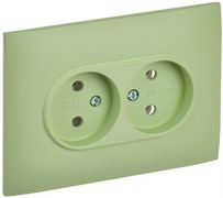 IEK SKANDY Мятный Розетка 2-ая б/з 10А в сборе SK-R10G SK-R20-10-K06-F