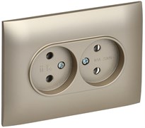 IEK SKANDY Шампань Розетка 2-ая б/з 10А в сборе SK-R10Sh SK-R20-10-K37-F